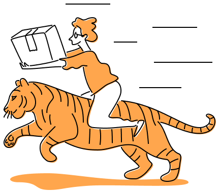 Курьер TIGR верхом на тигре везёт посылку